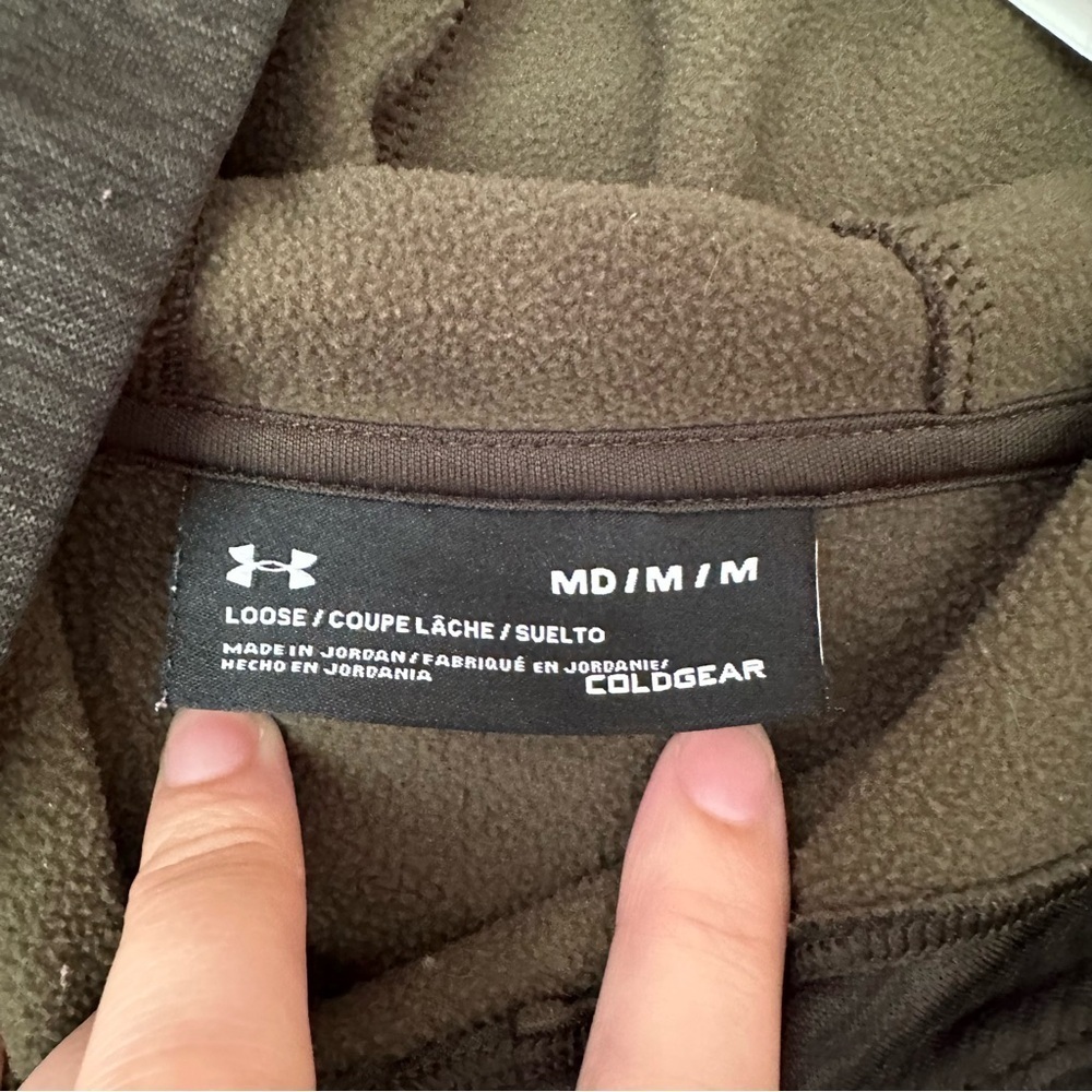 Under Armour Men M Hoodie Dark Hunter Green quilted Grey X Active Athleisure - Picture 3 of 4